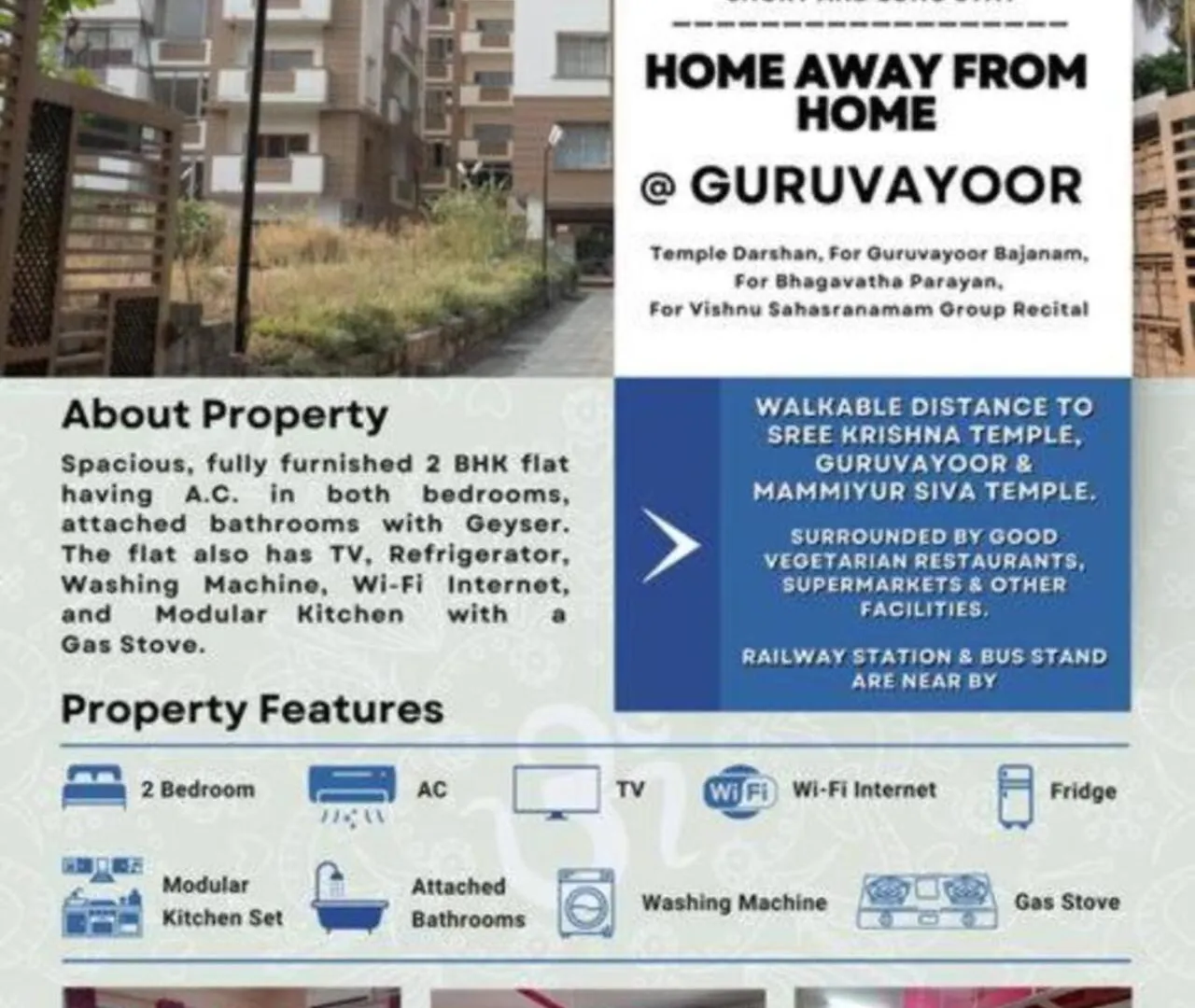 Contacten van 2 Bhk Furnished Flat - 200 M To Guruvayur Temple - For Families Only